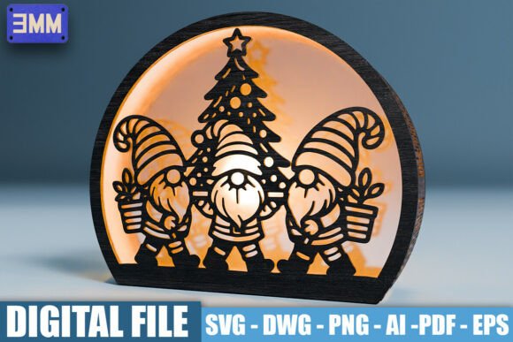 3D Christmas Gnome Lantern Laser Cut File