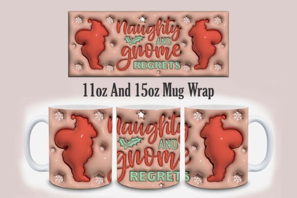 3D Inflated Christmas Gnome Mug Design