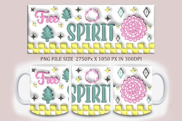 3D Inflated Free Spirit Mug Design