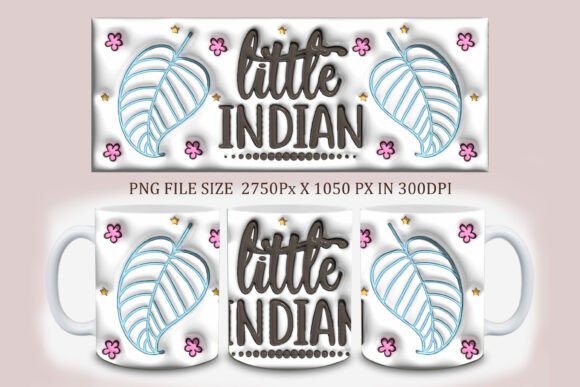 3D Inflated Little Indian Mug Design: Elevating Sublimation Projects with Whimsical Art