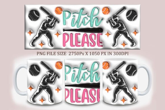 3D Inflated Pitch Please Mug Design PNG