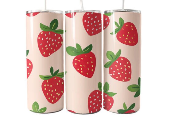 3D Strawberry Tumbler Wrap PNG