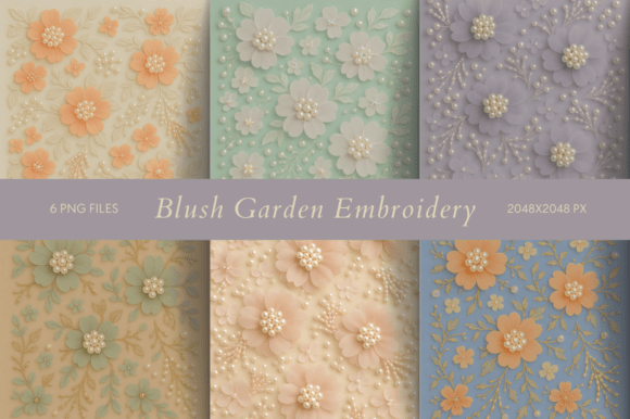 Blush Garden Embroidery: Elevating Digital Design with Textural Romance