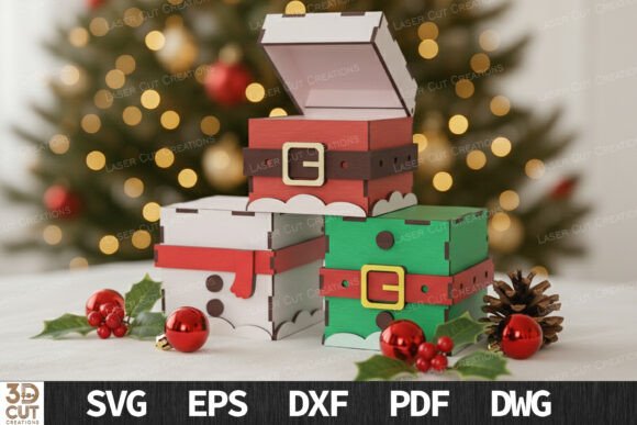 Christmas Gift Box Bundle SVG 3 Designs