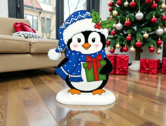 Cute 3D Penguin Christmas Standing SVG