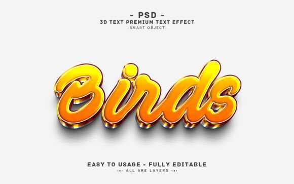 Elevating Brand Identity with Editable 3D Text Effect Birds Design