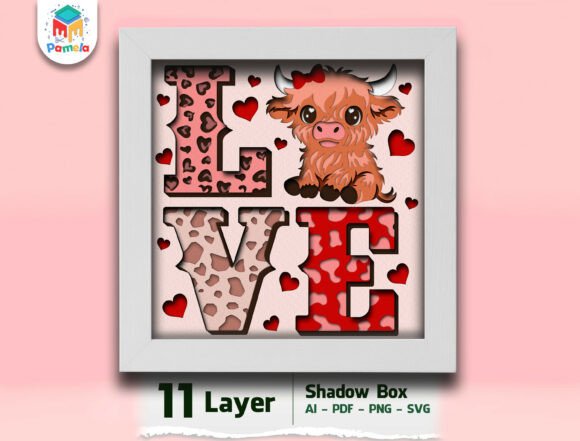 Elevating Handmade Gifting: The Strategic Appeal of the LOVE Highland Cow Shadow Box SVG
