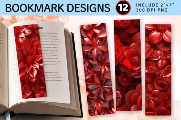 Integrating Metallic Red 3D Flowers PNG Bookmark Designs into Your Creative Workflow