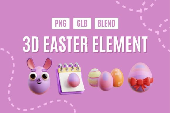 Joyful 3D Easter Wonderland Pack 03: Elevating Spring Designs with Adorable Assets