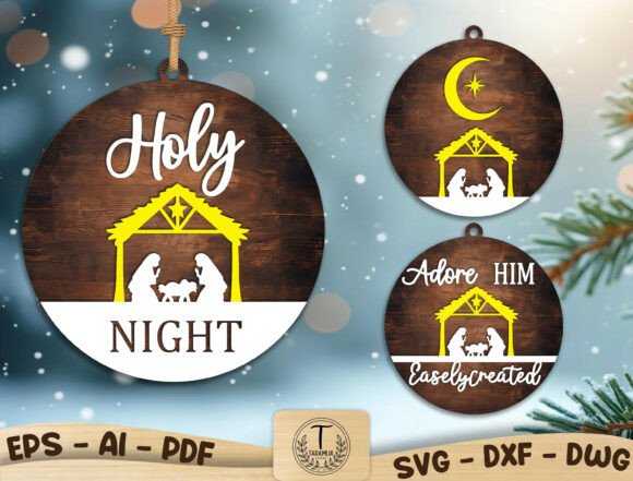 Nativity Scene Ornament SVG Bundle