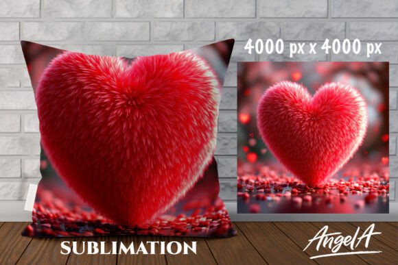 Red Heart Fluffy Texture 3D PNG