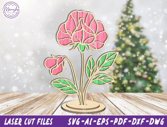 Rose Flower 3D Layered Laser Cut File